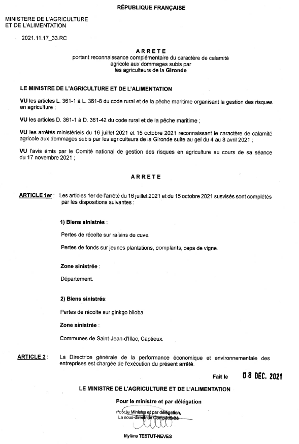 Arrêté reconnaissance33